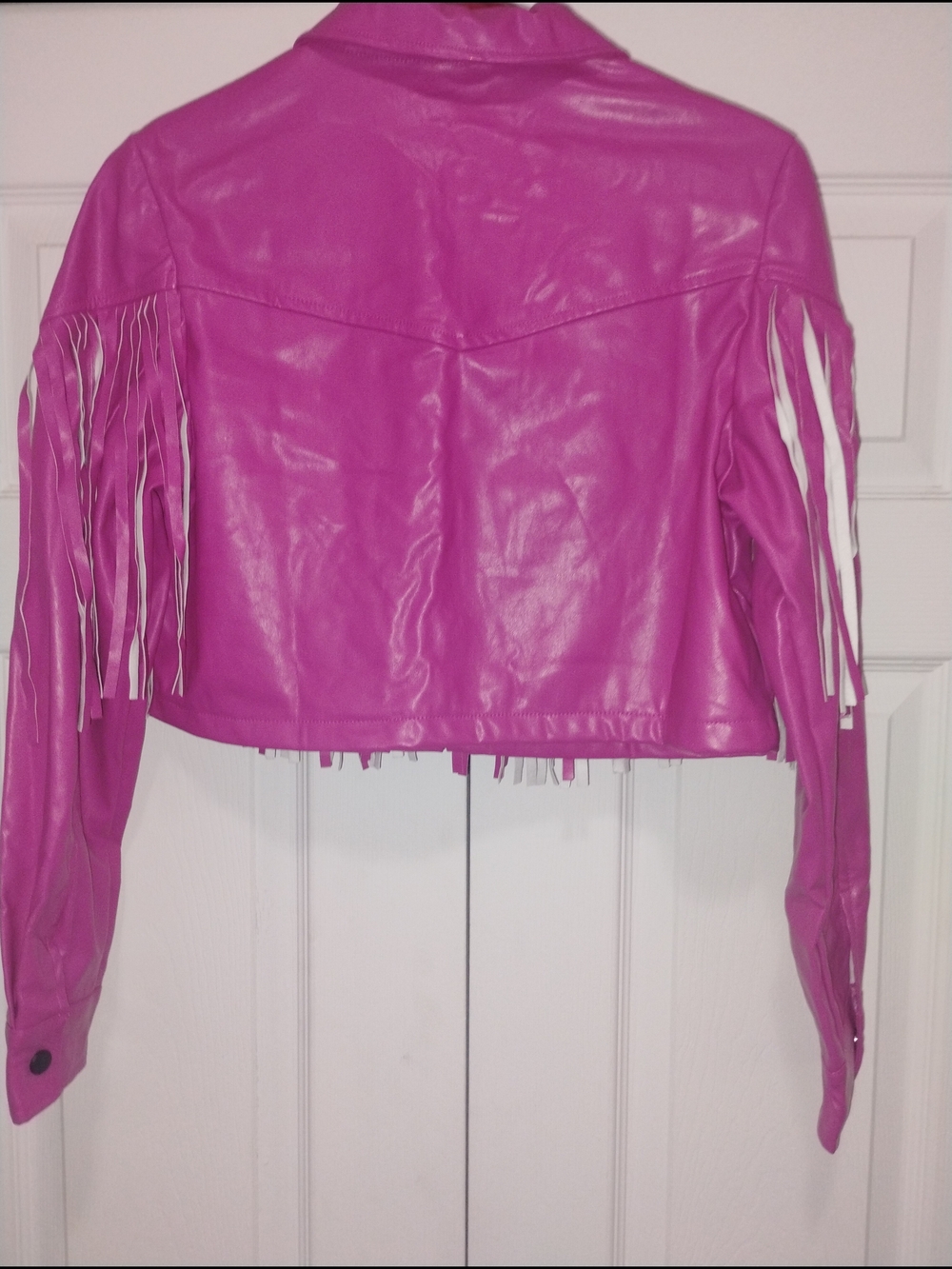 Lucky And Blessed Pink Fringe Cropped Jacket Size Small New With Tags - Picture 2 of 3